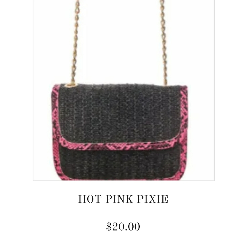 Black with pink snakeskin design bag